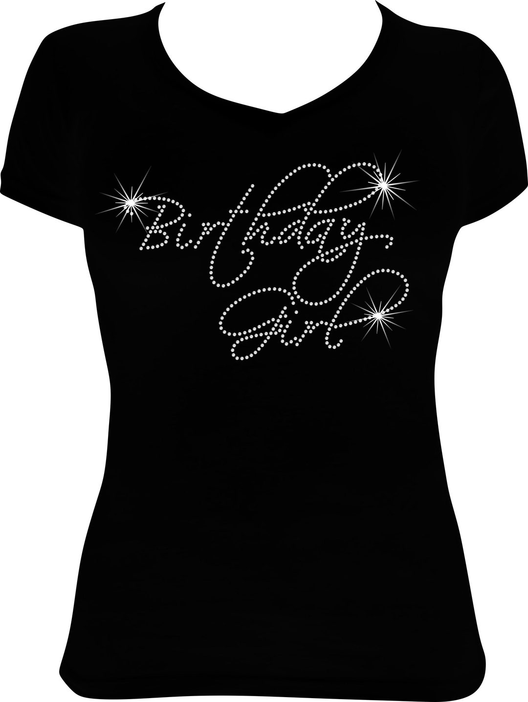 Birthday Girl Script Bling Shirt, Birthday Shirt Women, Rhinestone