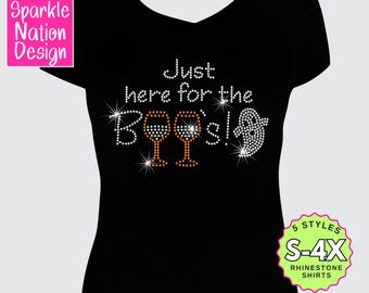 Just Here for the Boos Rhinestone T-Shirt • Funny Halloween Shirt with Bling • Sparkly Ghost Tee for Fall • Spooky Season Top for Women