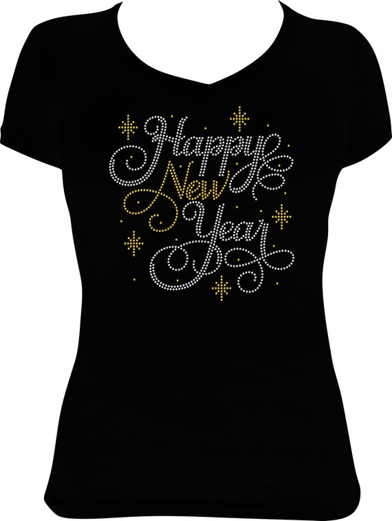Happy New Year Bling Shirt New Year Bling Shirt Rhinestone Shirt
