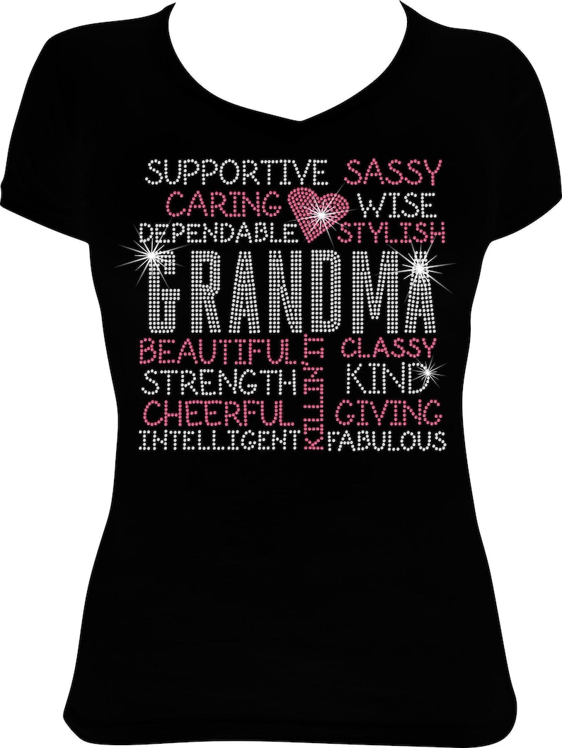 Grandma Words Bling Rhinestone Shirt, Grandma Bling Shirt, Rhinestone Shirt, Shirt for Women, Ladies Shirts, Grandma Shirt image 1