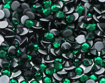 Green Emerald Hot Fix 3mm 4mm 5mm Rhinestones, Iron-On Glass Rhinestones, Hot Fix Crystals, Bling Rhinestones, Hotfix Bulk Bling Rhinestones