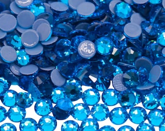 Capri Blue Hot Fix 3mm 4mm 5mm Rhinestones, Iron-On Glass Rhinestones, Hot Fix Crystals, Bling Rhinestones, Hotfix Bulk Bling Rhinestones