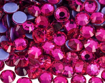 Hot Pink Hot Fix 3mm 4mm 5mm Rhinestones, Iron-On Glass Rhinestones, Hot Fix Crystals, Bling Rhinestones, Hotfix Bulk Bling Rhinestones