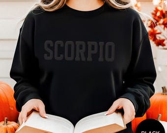 Black Scorpio Puff Print Sweatshirt | Zodiac Birthday T-Shirt | Custom Horoscope Tee for Astrology Lovers