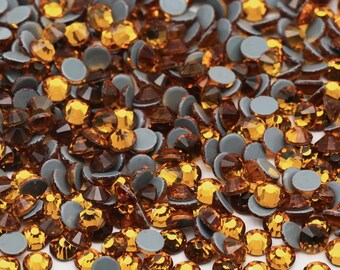 Gold Topaz 3mm (10ss) Hotfix Rhinestones, 50 Gross Bag, Iron-On Glass Rhinestones, Hot Fix Crystals, Bling Rhinestones, Hotfix Rhinestones