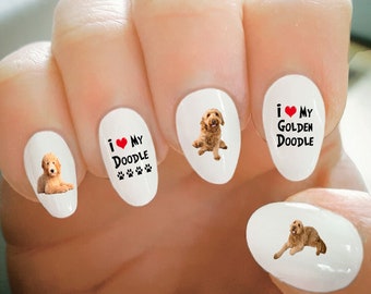 Nail Decals, Golden Doodle Nail Decals, Dog Nail Decals, Water Transfer Nail Decals, Nail Tattoo, Fashionable Nail Art, Custom Nail Decals