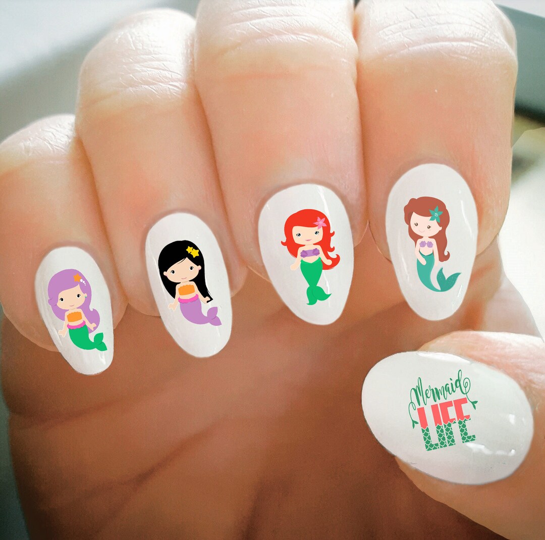 Nail Decals Mermaid Nail Decals Water Transfer Nail Decals Etsy