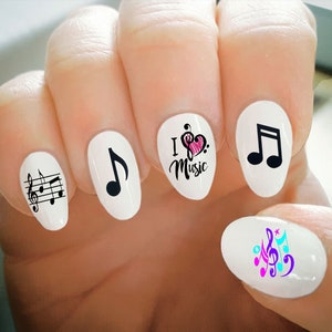 Nail Decals, Music Nail Decals, Music Notes, Water Transfer Nail Decals, Nail Tattoo, Fashionable Nail Art, Custom Nail Decals