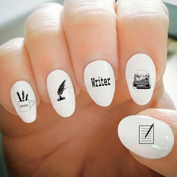 Nail Decals, Writing Nail Decals, Writer, Water Transfer Nail Decals, Nail Tattoo, Fashionable Nail Art