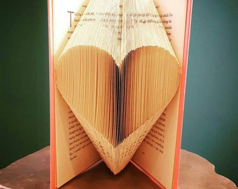 Folded Book Art, Folded Heart, Unique Gift, Hardcover Book, Handmade, Heart, Love