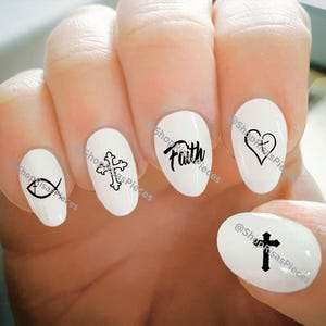 Nail Decals, Cross Nail Decals, Faith, Religious Decals, Water Transfer Nail Decals, Nail Tattoo, Fashionable Nail Art