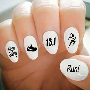 Nail Decals, Marathon Nail Decals, Half Marathon, 10K, 5K, Water Transfer Nail Decals, Nail Tattoo, Fashionable Nail Art, Custom Nail Decals image 1