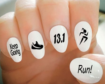 Nail Decals, Marathon Nail Decals, Half Marathon, 10K, 5K, Water Transfer Nail Decals, Nail Tattoo, Fashionable Nail Art, Custom Nail Decals