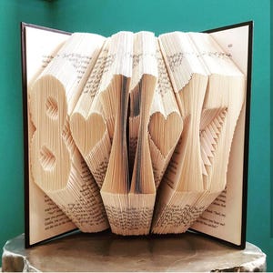Folded Book Art, Book Folding, Large Font, Custom,Personalized, Unique Gift, Special Date, Paper Anniversary, Birthday, Choose your own Date