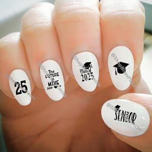 Nail Decals, Graduation Nail Decals, Class of 2025, Water Transfer Nail Decals, Nail Tattoo, Fashionable Nail Art