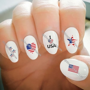 Nail Decals, Patriotic Decals, USA, 4th of July, Flag Day, Water Transfer Nail Decals, Nail Tattoo, Fashionable Nail Art, Custom Nail Decals