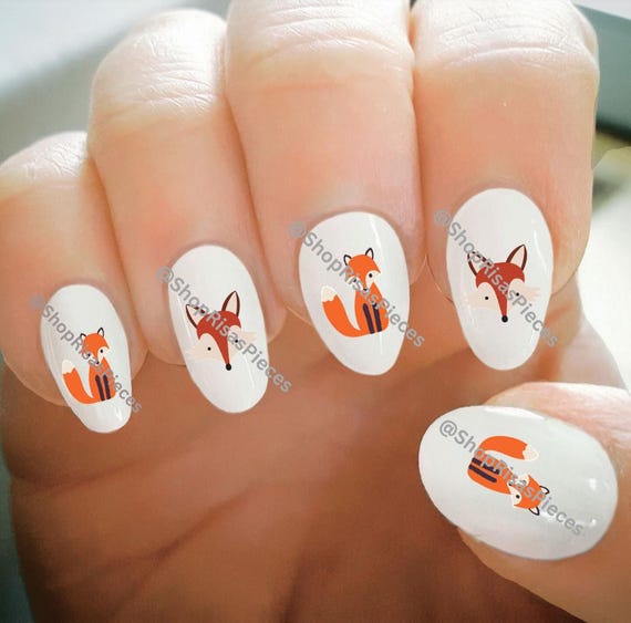 Fox Nail Decals: Water Transfer Nail Art Tattoos