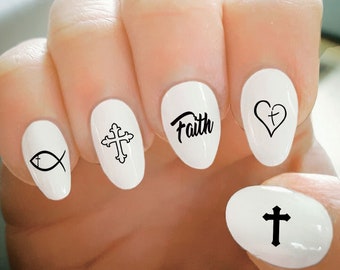 Nail Decals, Cross Nail Decals, Faith, Religious Decals, Water Transfer Nail Decals, Nail Tattoo, Fashionable Nail Art