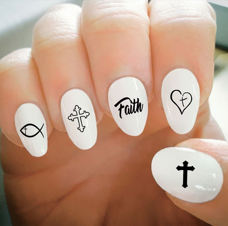 Nail Decals Cross Nail Decals Faith Religious Decals Water Etsy