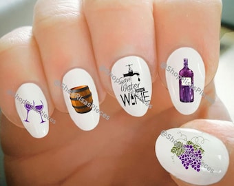 Decalcomanie per unghie a tema vino: nail art con trasferimento ad acqua