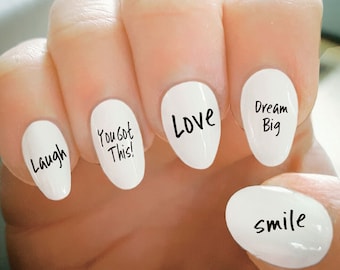 Nail Decals, Inspirational Nail Decals, Love, Laugh, Smile, Dream Big, Water Transfer Nail Decals, Nail Tattoo, Fashionable Nail Art