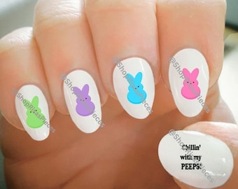 Calcomanías de conejito de Pascua para uñas: Arte de uñas por transferencia al agua