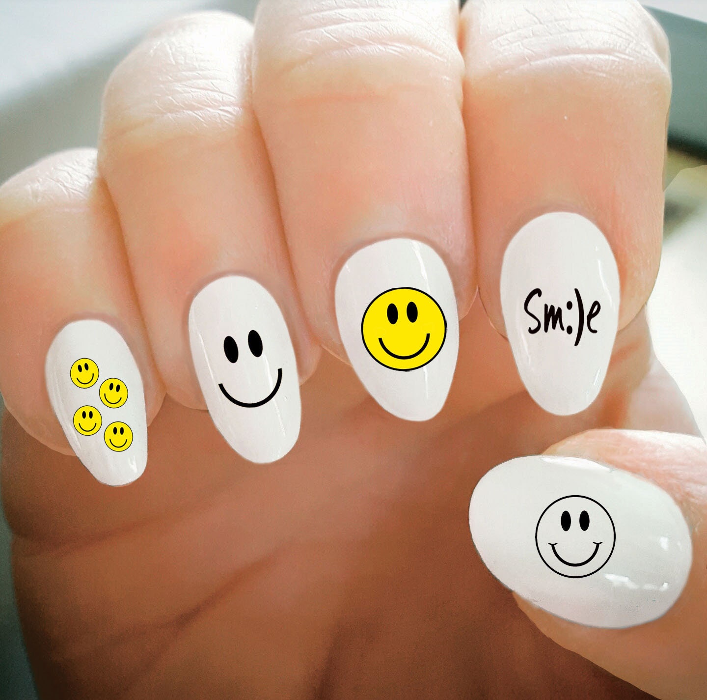 Graffiti Fun Nail Art Stickers Abstract Smiling Face Nail Decals