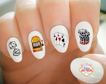 Nail Decals, Casino Nail Decals, Cards, Water Transfer Nail Decals, Nail Tattoo, Fashionable Nail Art, Custom Nail Decals