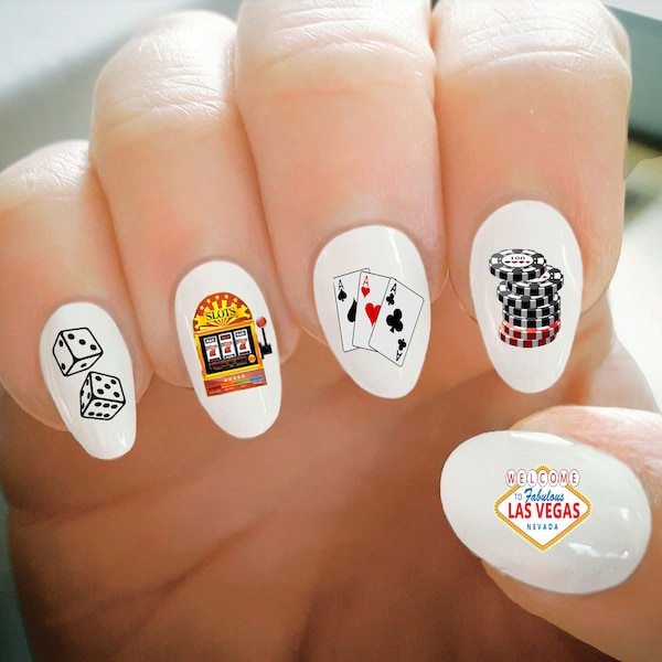 Nail Decals, Casino Nail Decals, Cards, Water Transfer Nail Decals, Nail Tattoo, Fashionable Nail Art, Custom Nail Decals