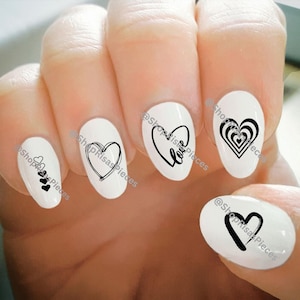 Nail Decals, Heart Nail Decals, Love, Valentine&#39;s Day Water Transfer Nail Decals, Nail Tattoo, Fashionable Nail Art, Custom Nail Decals