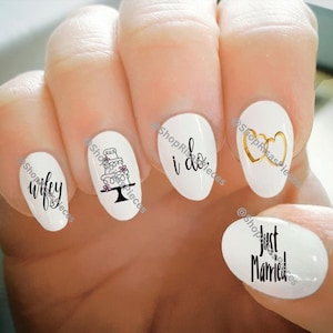 Nail Decals, Wedding Nail Decals, Bridal, Bride, Water Transfer Nail Decals, Nail Tattoo, Fashionable Nail Art, Custom Nail Decals