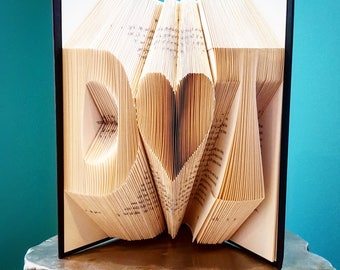 Folded Book Art, Choose from 5 Different Fonts, Large Size Font, Book Folding, Custom, Personalized, Unique Gift, 2 Initials w/ Heart or "&"