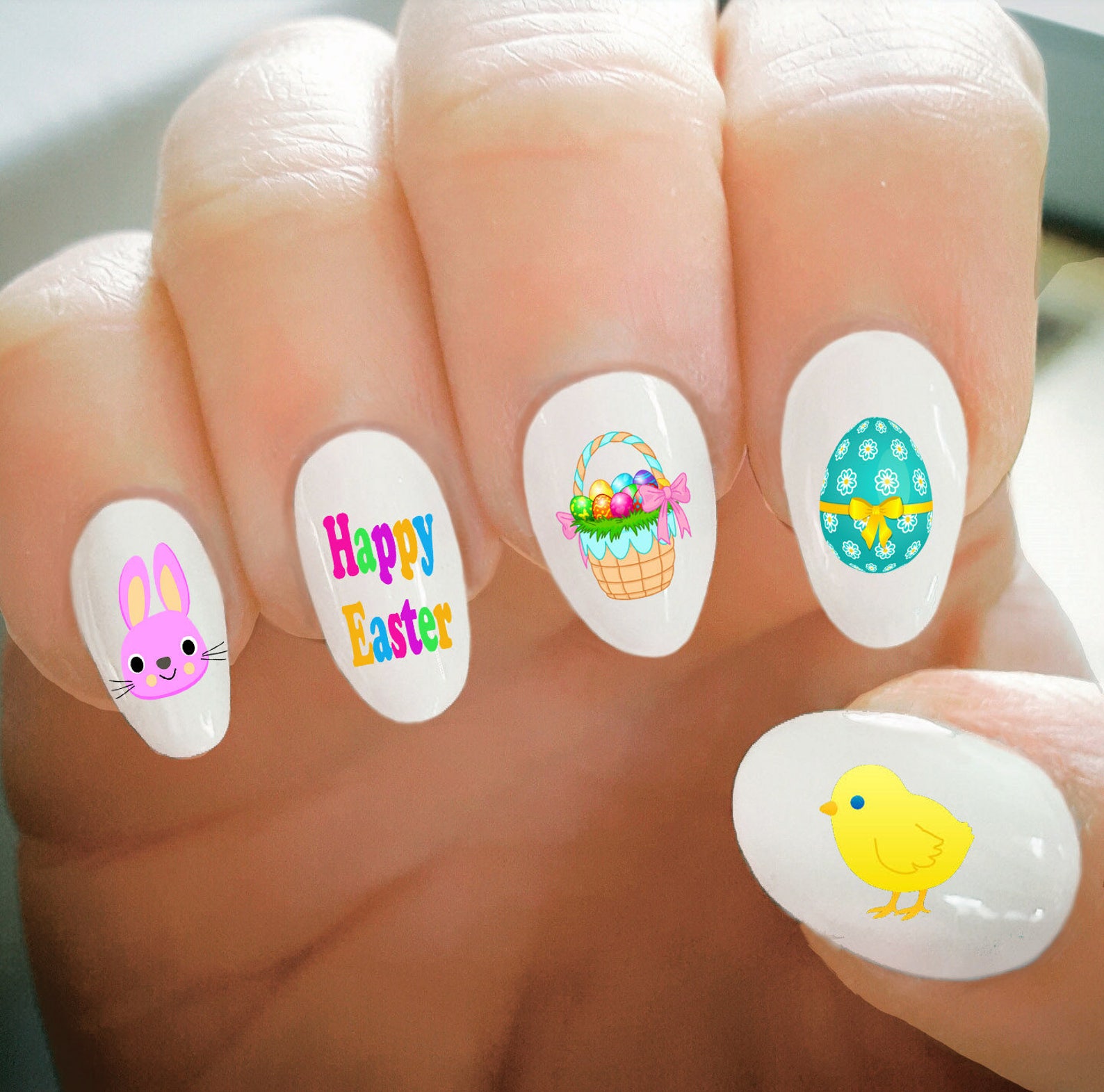 Nail Decals Easter Nail Decals Bunny Rabbit Chick Water Etsy