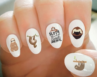 Nail Decals, Sloth Decals, Water Transfer Nail Decals, Nail Tattoo, Fashionable Nail Art, Custom Nail Decals