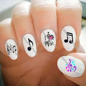 Nail Decals, Music Nail Decals, Music Notes, Water Transfer Nail Decals, Nail Tattoo, Fashionable Nail Art, Custom Nail Decals