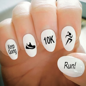 Nail Decals, Marathon Nail Decals, Half Marathon, 10K, 5K, Water Transfer Nail Decals, Nail Tattoo, Fashionable Nail Art, Custom Nail Decals image 3