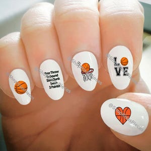 Nail Decals, Basketball Nail Decals, Water Transfer Nail Decals, Nail Tattoo, Fashionable Nail Art, Custom Nail Decals