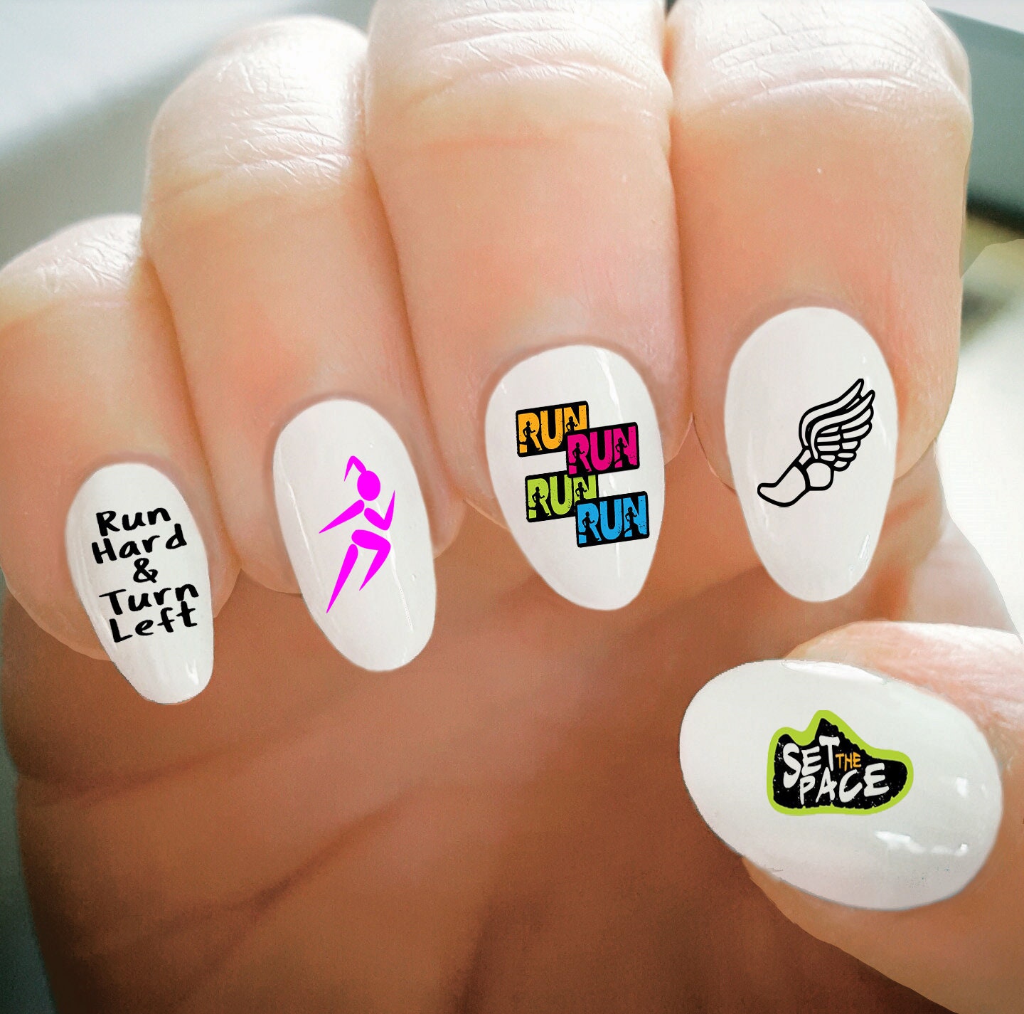 Nail Decals Running Nail Decals Track Marathon Water - Etsy