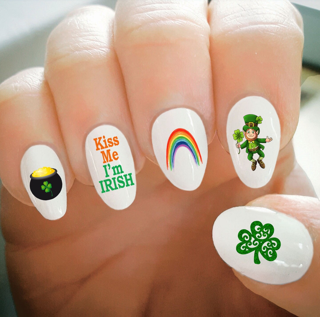 Nail Decals St. Patrick's Day Nail Decals Kiss Me - Etsy