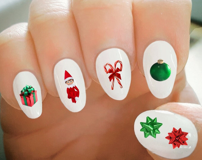 Nail Decals Christmas Nail Decals Water Transfer Nail Etsy