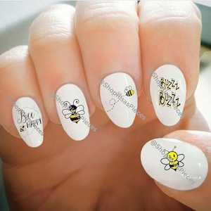 Nail Decals, Bumble Bee Nail Decals, Water Transfer Nail Decals, Nail Tattoo, Fashionable Nail Art, Custom Nail Decals