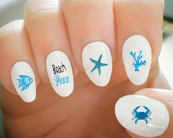 Nail Decals, Beach Nail Decals, Water Transfer Nail Decals, Nail Tattoo, Fashionable Nail Art, Custom Nail Decals