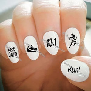 Nail Decals, Marathon Nail Decals, Half Marathon, 10K, 5K, Water Transfer Nail Decals, Nail Tattoo, Fashionable Nail Art, Custom Nail Decals