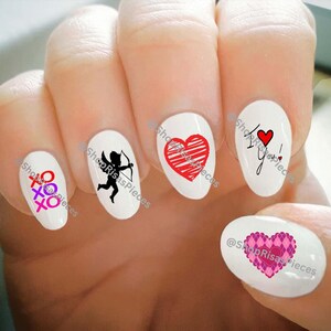 Nail Decals, Valentine&#39;s Day Nail Decals, Hearts, Love, Water Transfer Nail Decals, Nail Tattoo, Fashionable Nail Art, Custom Nail Decals