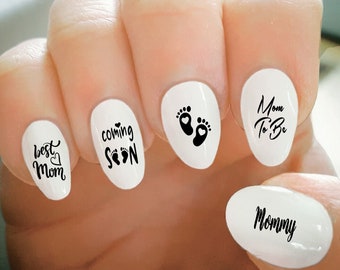 Nail Decals, Mom to Be Nail Decals, Mom, Mommy, Best Mom, Baby Feet, Water Transfer Nail Decals, Fashionable Nail Art, Custom Nail Decals