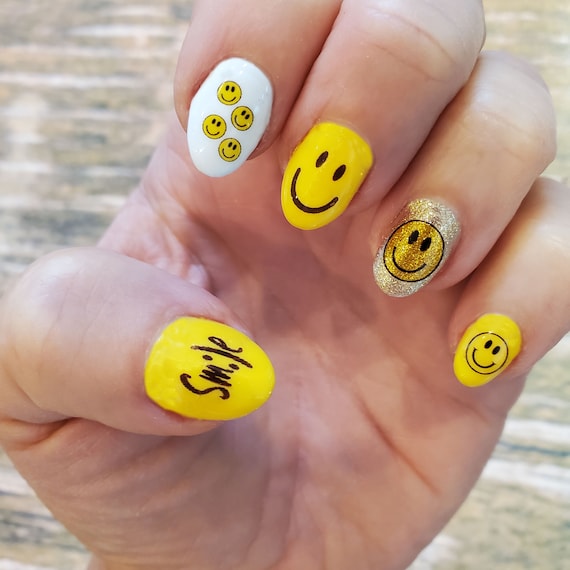 Nail Decals, Smiley Face Nail Decals, Smile, Water Transfer Nail  