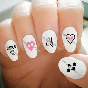 Nail Decals, Weightlifting Nail Decals, Fitness, Weights, Water Transfer Nail Decals, Nail Tattoo, Fashionable Nail Art, Custom Nail Decals