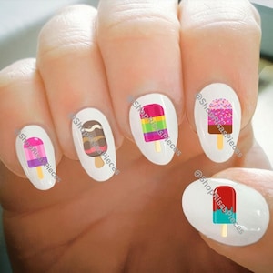 Nail Decals, Ice Pop Nail Decals, Water Transfer Nail Decals, Nail Tattoo, Fashionable Nail Art, Custom Nail Decals