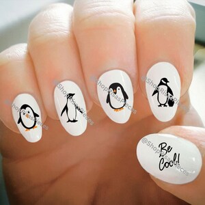 Nagel Aufkleber, Pinguin Nagel Aufkleber, Winter, Wassertransfer Nagel Aufkleber, Nagel Tattoo, Modische Nagelkunst, Individuelle Nagel Aufkleber