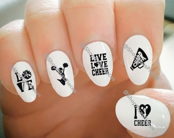 Nail Decals, Cheering Nail Decals, Cheer, Cheerleader, Water Transfer Nail Decals, Nail Tattoo, Fashionable Nail Art, Custom Nail Decals